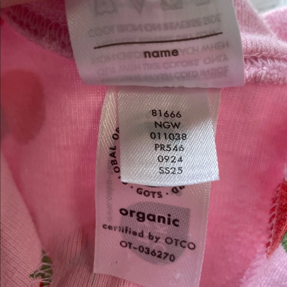 Hanna Andersson Pink Strawberry Print Short Sleeve Zipper Romper
